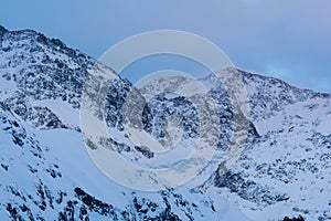 View over the Kaunertal glacier, with its beautiful turquoise color.