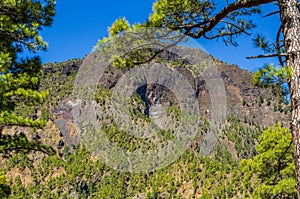 View over La Palma, Caldera de Taburiente, submit from near the viewpoint Cumbrecita