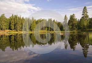 View over a lake near the Swedish village Annaboda