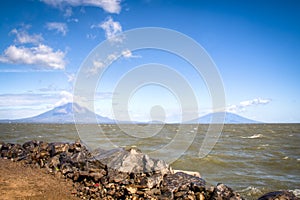 View over lake Nicaragua with Ometepe Island in Nicaragua