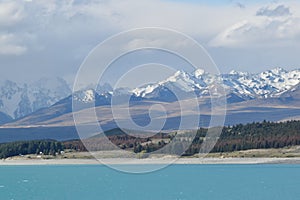 View over Lake Tekapo on the Southern Alps New-Zealand