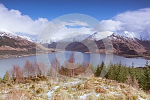 View over Loch Duich & the Five Sisters of Kintail in the Highlands of Scotland