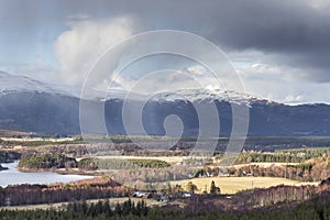 View over Loch Insh and Strathspey in Scotland.