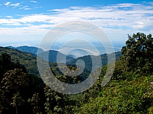 View over the lower section of the Himalayan mountains in India