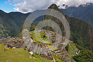 View over Machu Picchu Inca ruins, Peru