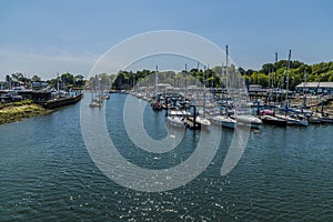 A view over the marina on the River Hamble