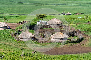 View over a Massai Village in Ngorongoro Conservation Centre