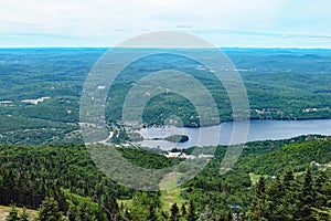 View over Mont-Tremblant Town and Lake, Quebec, Canada