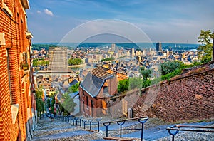 View over montagne de beuren stairway with red brick houses in L photo