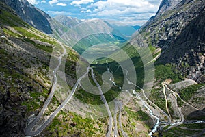 View over the mountainroad Trollstigen, Norway