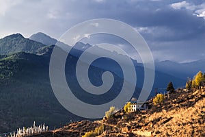 View over the mountains in Bhutan