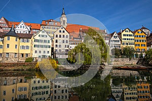 View over the Neckar with the Collegiate Church of St. Georg