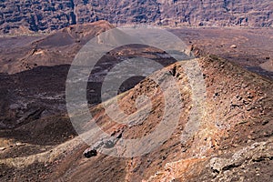 Different colored lava from the eruption of Pico Pequeno at the volcano Pico de Fogo, Cape Verde photo