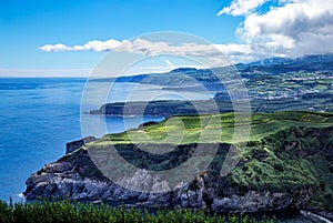 View over the north coast to the east, SÃ£o Miguel Island, Azores, AÃ§ores, Portugal, Europe