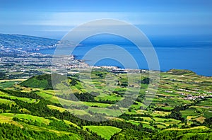 View over the north coast to the west, SÃÂ£o Miguel Island, Portugal, Europe photo