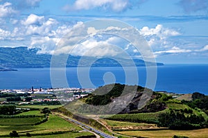 View over the northwest coast, SÃÂ£o Miguel Island, Azores, AÃÂ§ores, Portugal, Europe photo