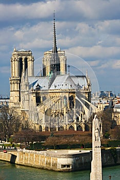 View over Notre Dame Cathedral, Seine, Paris