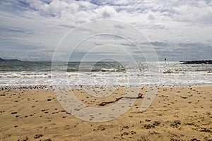 A view over the ocean from Lyme Regis beach on the Dorset coast