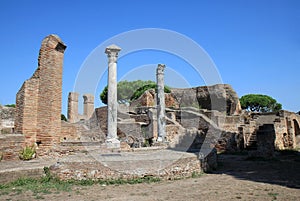 View over the palaestra in Ostia Antica, Italy