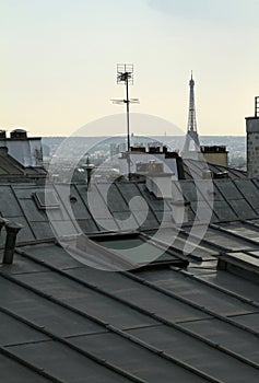View over Paris with the Eiffel tower in the morning