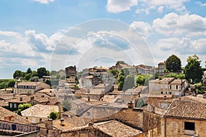 View over picturesque rooftops of Saint-Emilion, France