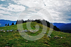 View over plain peak of a hill in the Vosges region