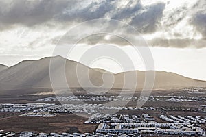 View over Playa Blanca in morning