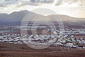 View over Playa Blanca in morning