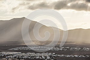 View over Playa Blanca in morning light