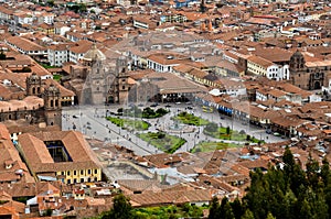 View over Plaza de Armas in Cusco, Peru