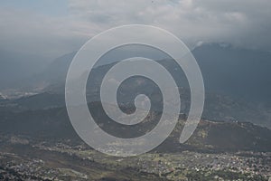 View over Pokhara and mountains, Nepal from Sarangkot hill