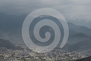 View over Pokhara and mountains, Nepal from Sarangkot hill