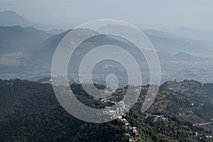 View over Pokhara and mountains, Nepal from Sarangkot hill