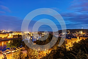 View over Prague at night