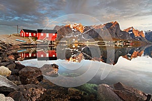 View over Reine village, Norway photo