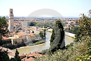 View over the River Adige and Verona, Italy photo
