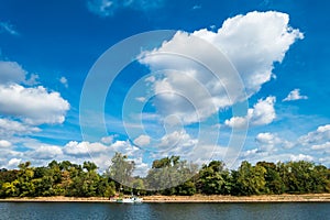 View over the river Elbe near Magdeburg, Germany