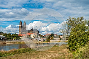 View over the river Elbe to Magdeburg, Germany