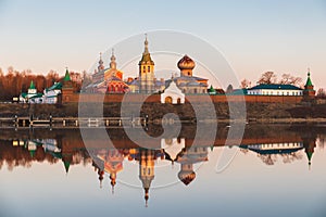 View over river to old monastery in Staraya Ladoga