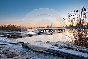 View over the river Warnow to Rostock