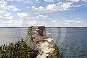 View over the rocks of Miners Castle on Lake Superior, Michigan