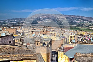 View over the roofs of the old town of the historic Kingdom City Fes in Morocco