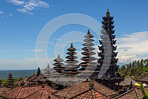 View over the roofs of Pura Besakih, a Hindu temple in Bali, Indonesia