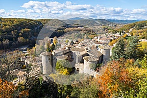 View over the roofs of the village of VogÃÂ¼ÃÂ©. Photography taken in France photo