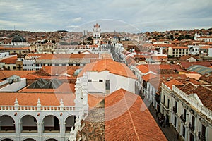 View over the rooftop of Sucre, Oropeza Province, Bolivia