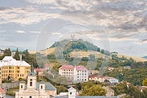 View over rooftops of the historic city Banska Stiavnica