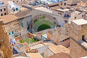 View over the rooftops of Palma de Mallorca from the terrace of the Cathedral of Santa Maria of Palma, also known as La Seu