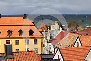 View over rooftops in Visby, Sweden