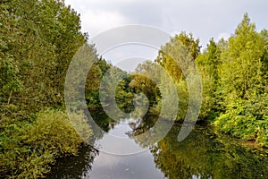 View over the ruhr in the Heisinger Ruhraue