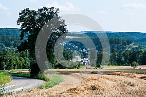 View over rural summer landscape in swabian alb